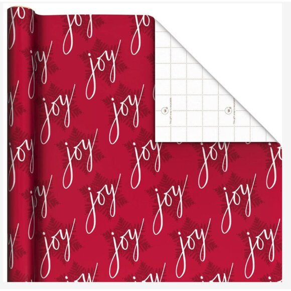 Hallmark Wrapping Paper Christmas Joy Snowflakes on Red 22.5 sq ft Roll Holiday - Picture 2 of 6